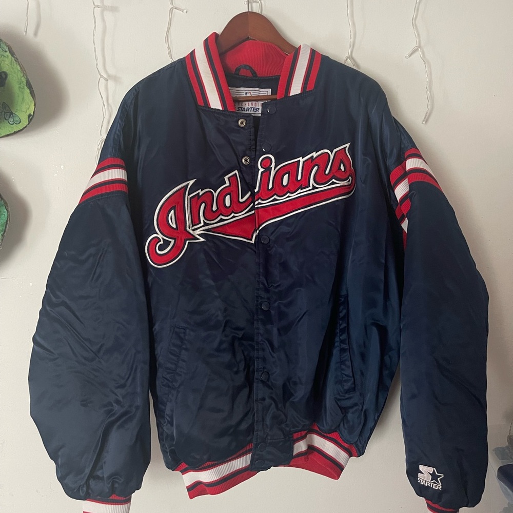 vintage indians sport coat jacket baseball windbreaker